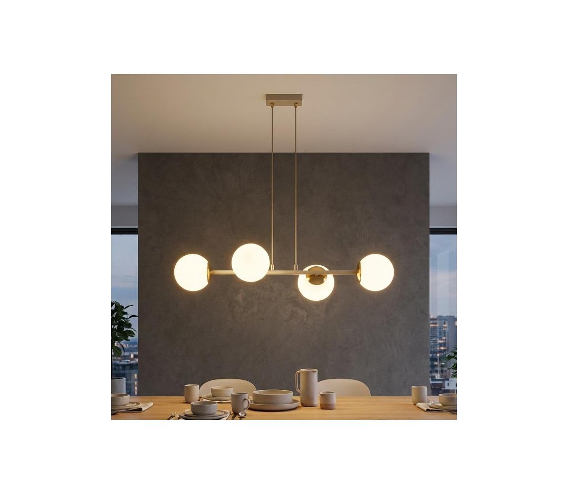 Brilagi - Lustr na lanku MILO ECRU 4xE27/60W/230V béžová/zlatá 75-022B