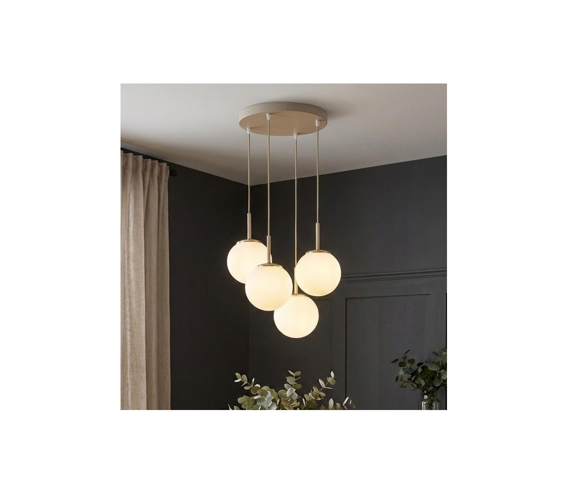 Brilagi - Lustr na lanku MILO ECRU 4xE27/60W/230V béžová/zlatá 75-024B