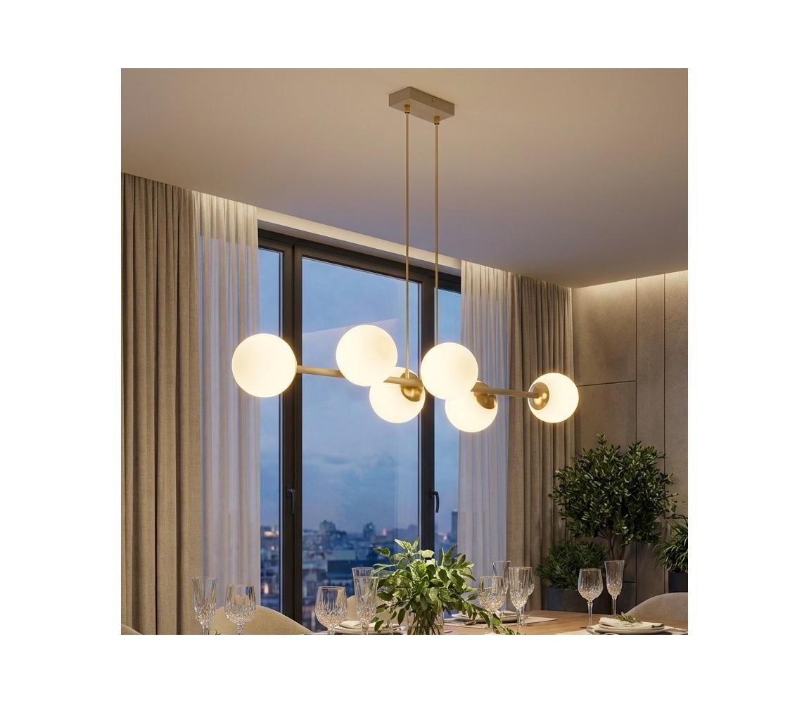 Brilagi - Lustr na lanku MILO ECRU 6xE27/60W/230V béžová/zlatá 75-023B