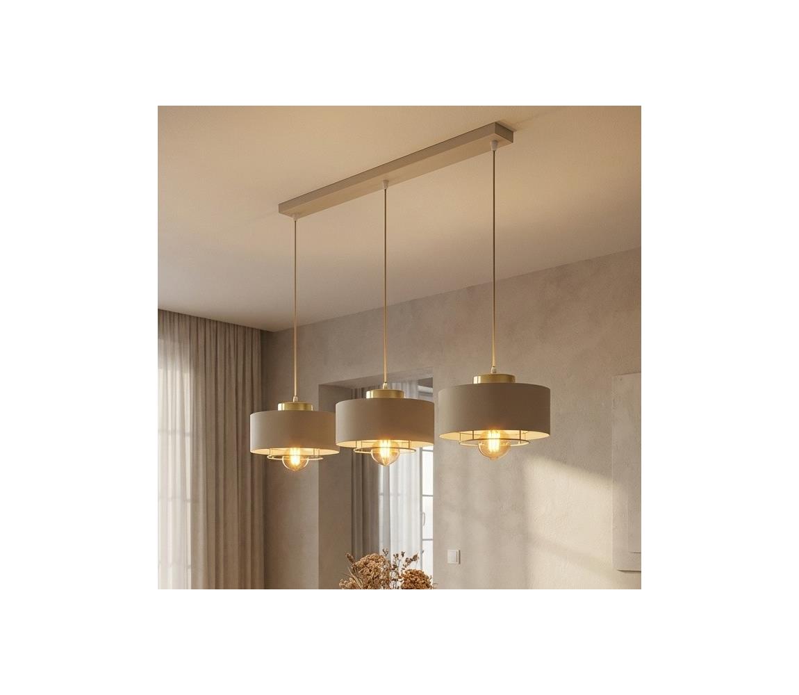 Brilagi - Lustr na lanku SPRING 3xE27/60W/230V béžová/zlatá 76-003B
