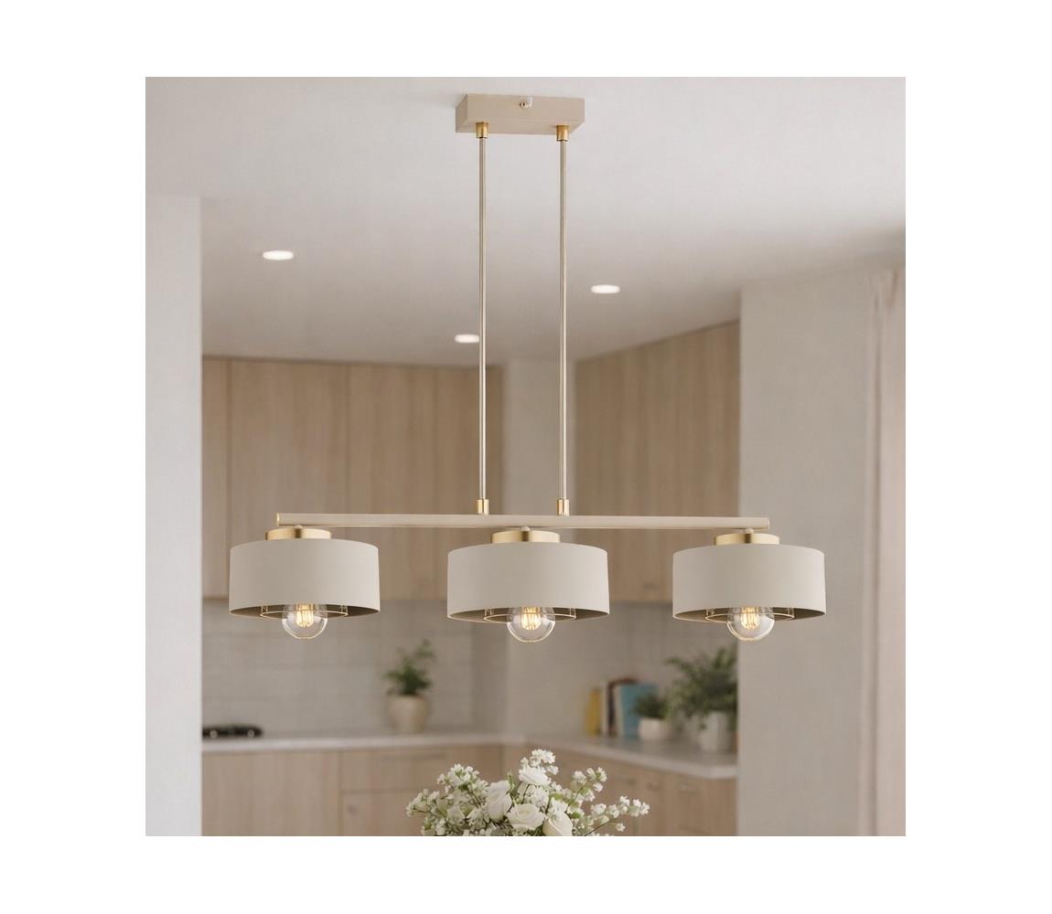 Brilagi - Lustr na lanku SPRING 3xE27/60W/230V béžová/zlatá 76-006B