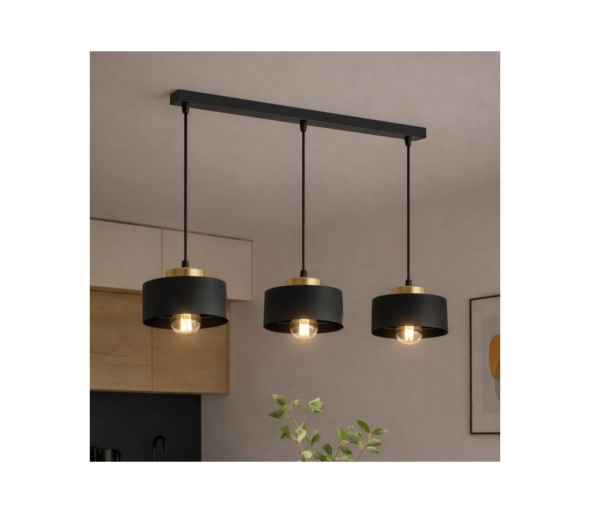Brilagi - Lustr na lanku SPRING 3xE27/60W/230V černá/zlatá 77-003B