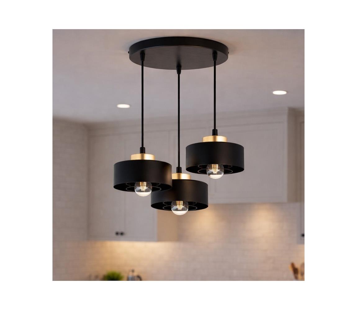 Brilagi - Lustr na lanku SPRING 3xE27/60W/230V černá/zlatá 77-004B