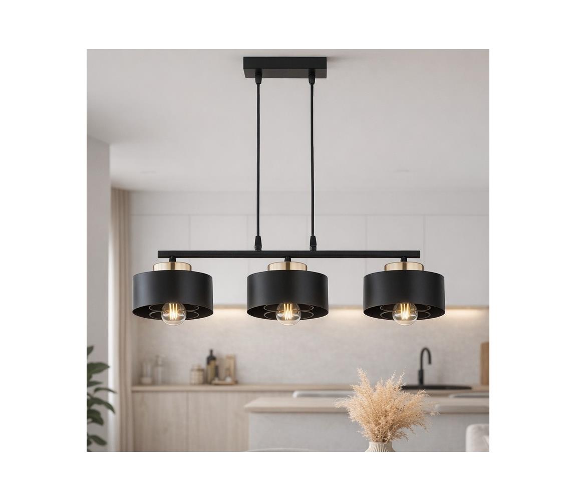 Brilagi - Lustr na lanku SPRING 3xE27/60W/230V černá/zlatá 77-006B