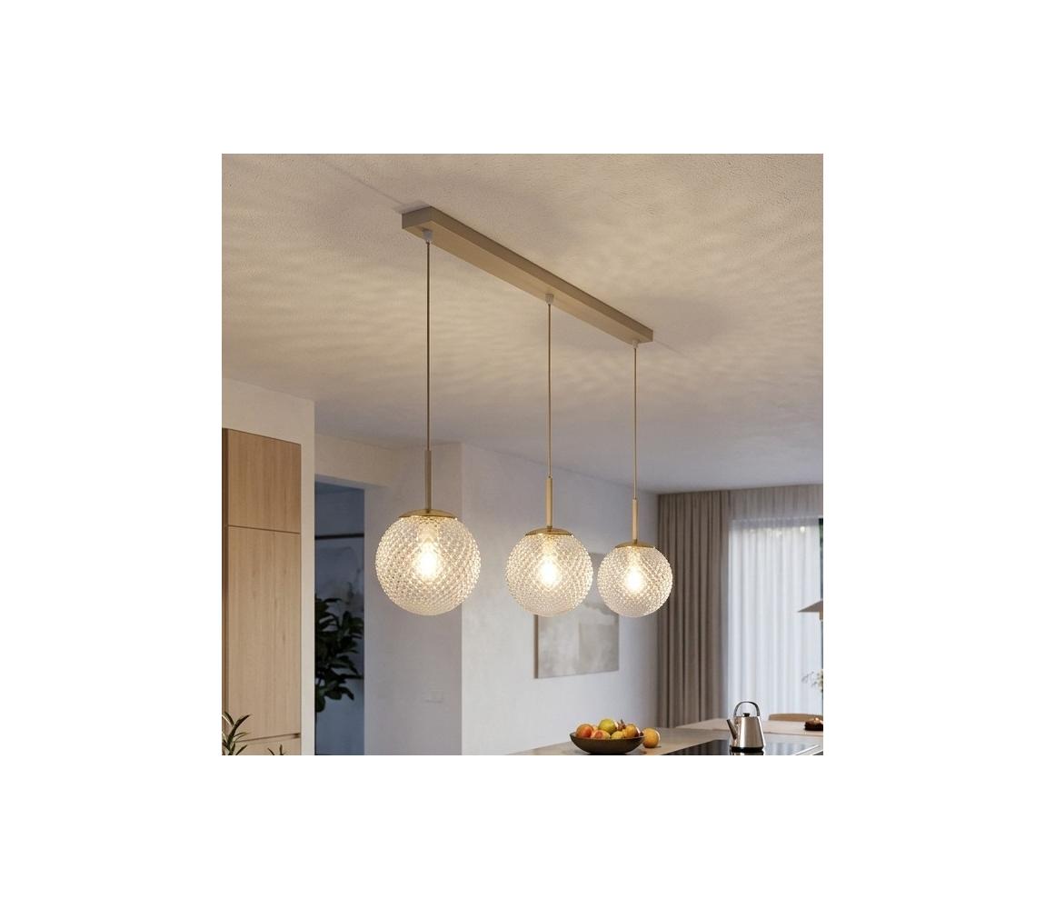 BRILAGI - Lustr na lanku STELLA 3xE27/60W/230V béžová/zlatá 85-009B