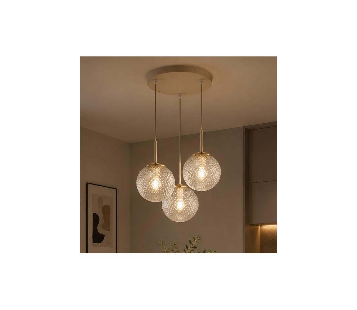 Brilagi - Lustr na lanku STELLA 3xE27/60W/230V béžová/zlatá 85-012B