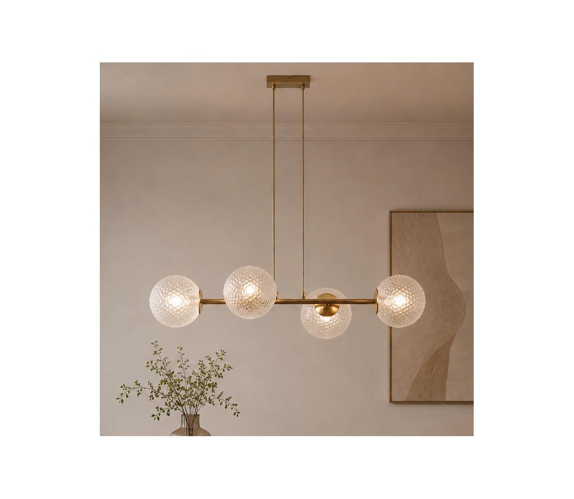 Brilagi - Lustr na lanku STELLA 4xE27/60W/230V béžová/zlatá 85-024B