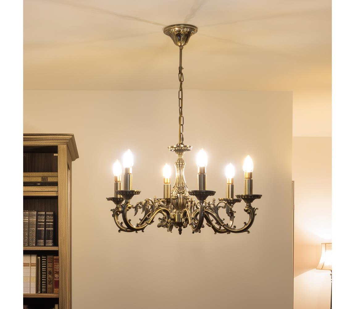Brilagi - Lustr na řetězu CLASSIC 6xE14/60W/230V mosaz BG71320