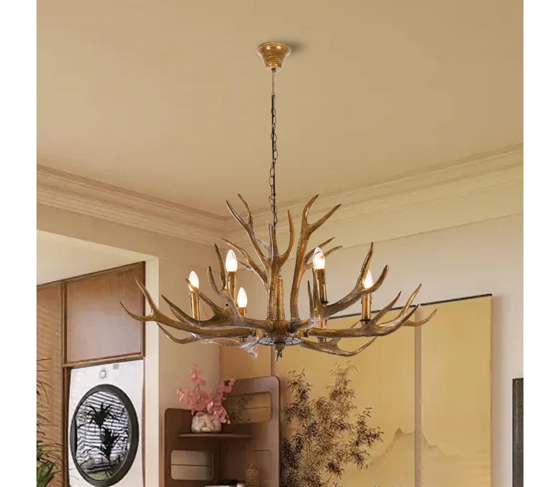 Brilagi - Lustr na řetězu DEER 6xE14/10W/230V pr. 102 cm paroží BRI432