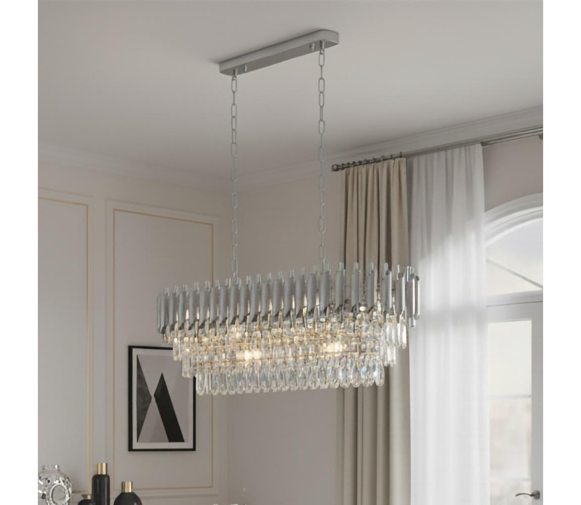 Brilagi - Lustr na řetězu ECLIPSE 10xE14/10W/230V 78x28 cm stříbrná BG72447