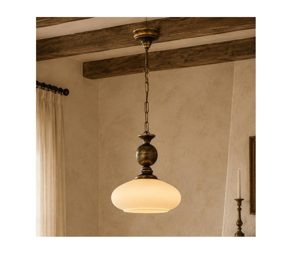 BRILAGI - Lustr na řetězu MOLLERO 1xE27/15W/230V pr. 24 cm bronz/patina 2140