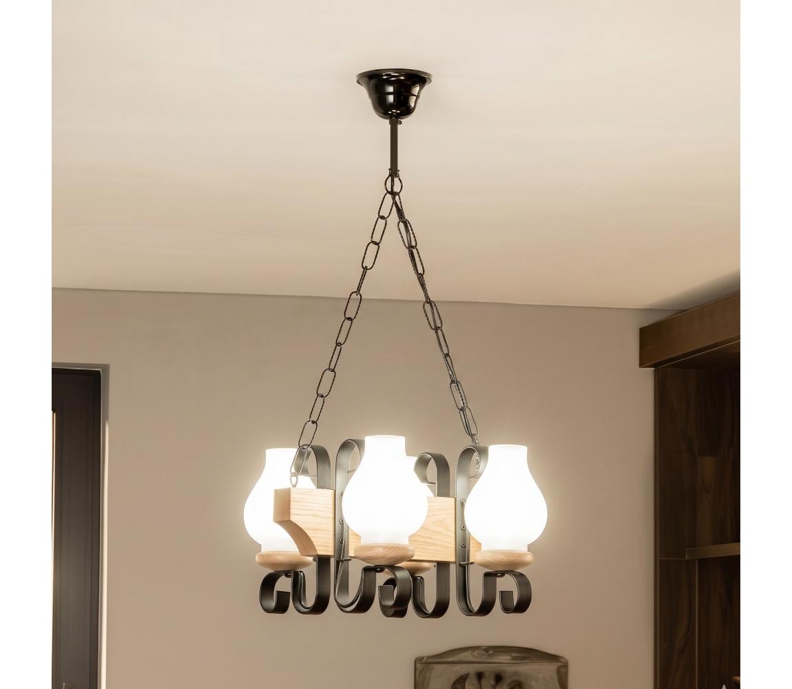 Brilagi - Lustr na řetězu QUEEN 4xE14/40W/230V dub EX-01105