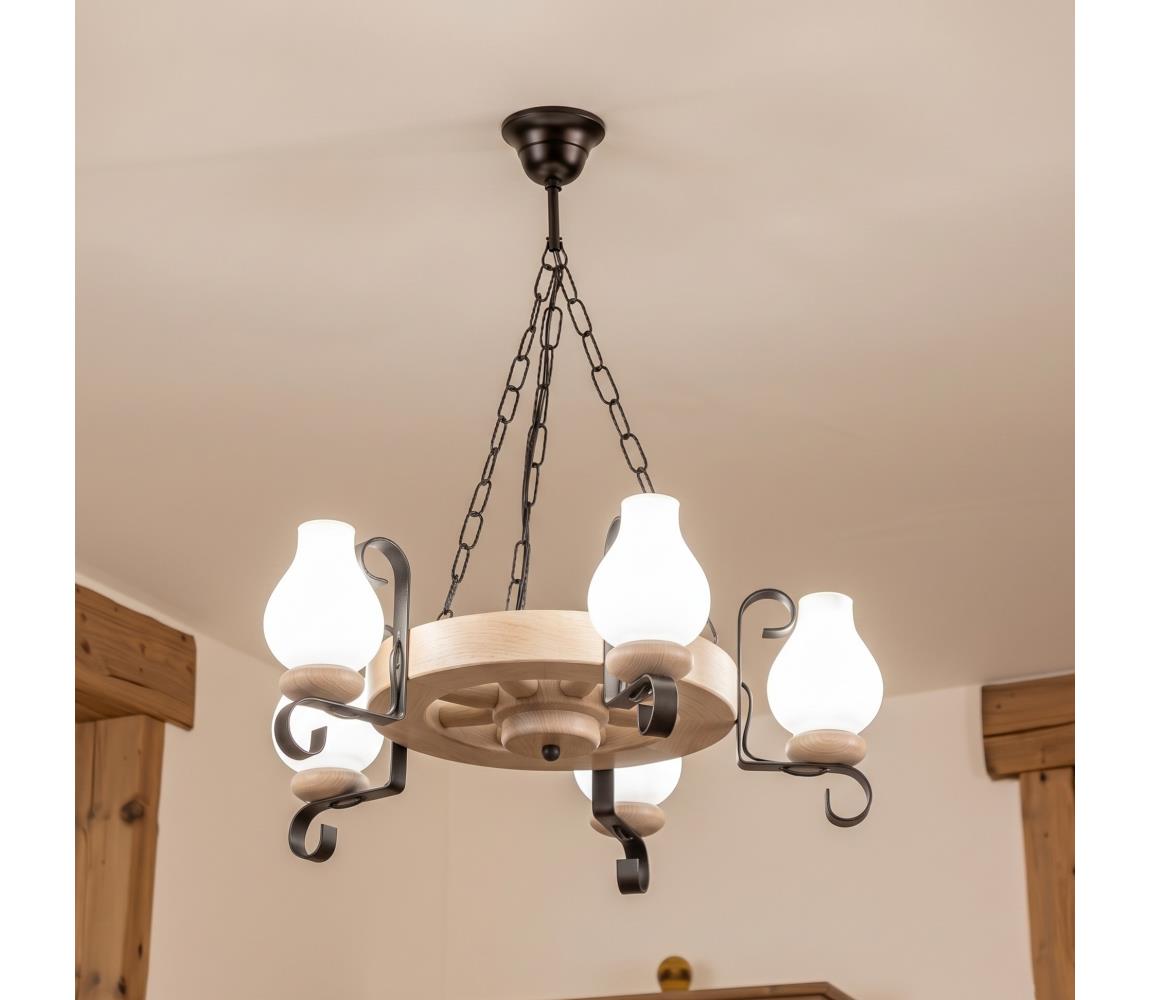 Brilagi - Lustr na řetězu ROATA 5xE14/40W/230V dub EX-01096
