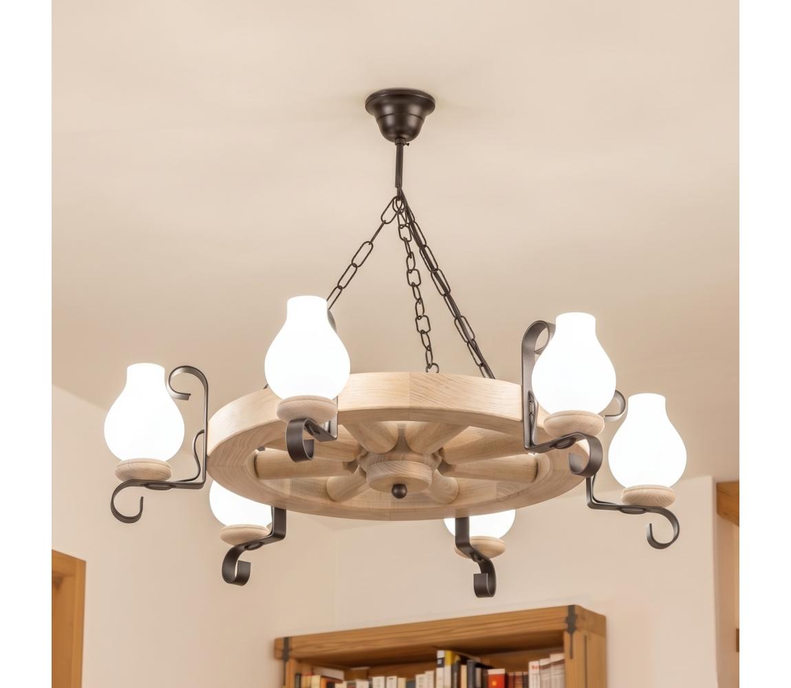 Brilagi - Lustr na řetězu ROATA 6xE14/40W/230V dub EX-01084