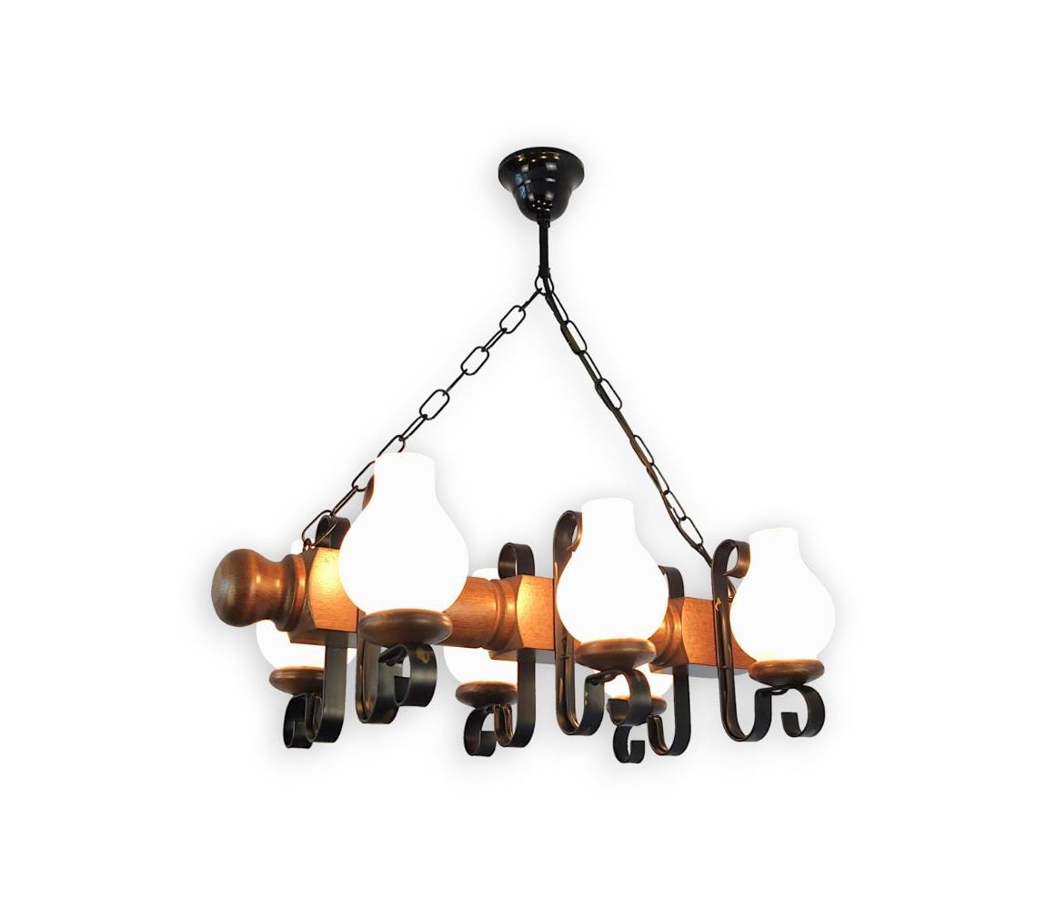 Brilagi - Lustr na řetězu RUSTIC 6xE14/40W/230V buk/ořech EX-01025