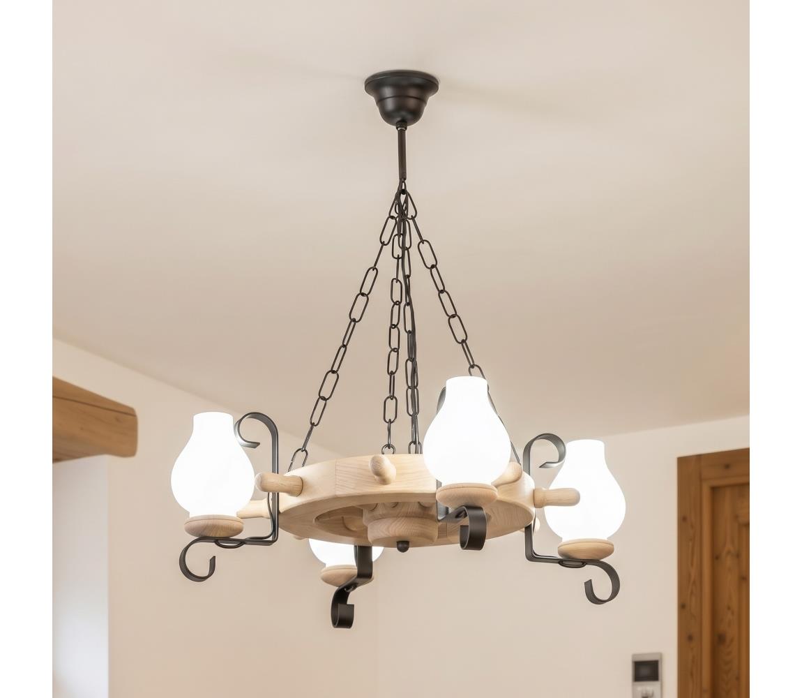 Brilagi - Lustr na řetězu TIMONA 4xE14/40W/230V dub EX-01094