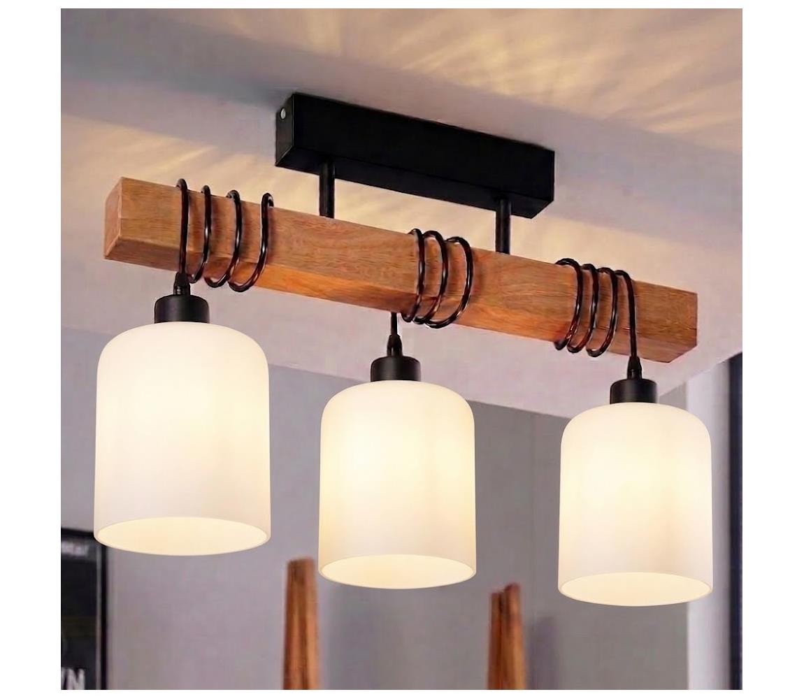 BRILAGI - Přisazený lustr WOOD GLASS 3xE27/60W/230V borovice/černá/bílá EG780168+3xNSTK7006