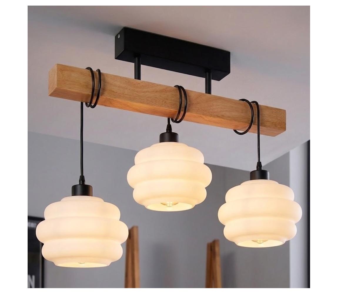 BRILAGI - Přisazený lustr WOOD GLASS 3xE27/60W/230V borovice/černá/bílá EG780168+3xNSTK7639