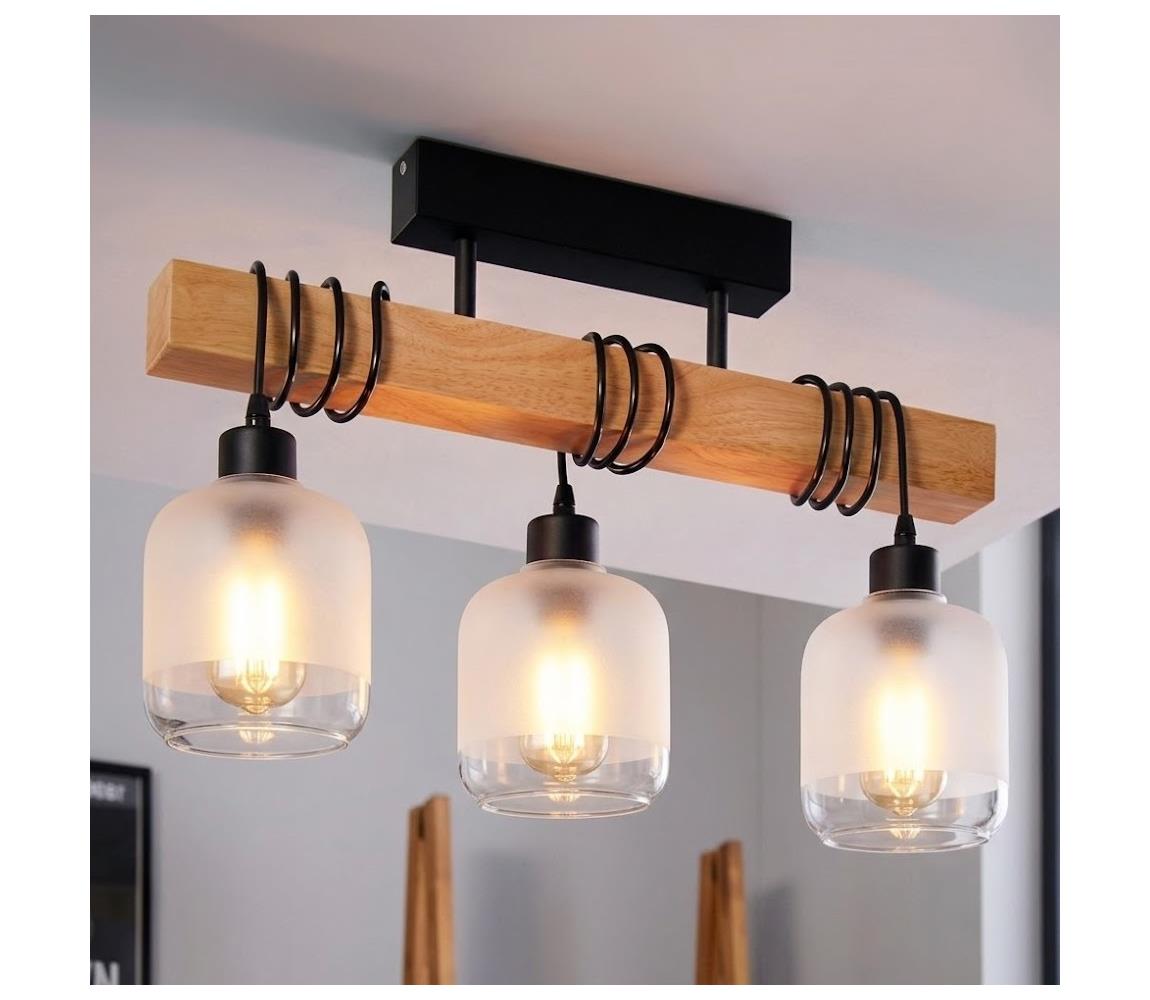 BRILAGI - Přisazený lustr WOOD GLASS 3xE27/60W/230V borovice/černá/bílá EG780168+3xNSTK7779