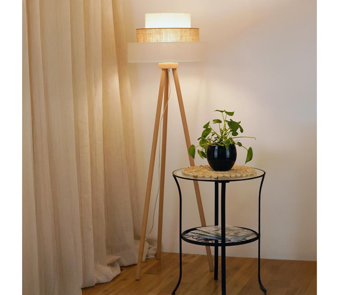 Brilagi - Stojací lampa DENVER LUNETA 1xE27/15W/230V béžová/hnědá/krémová 608046