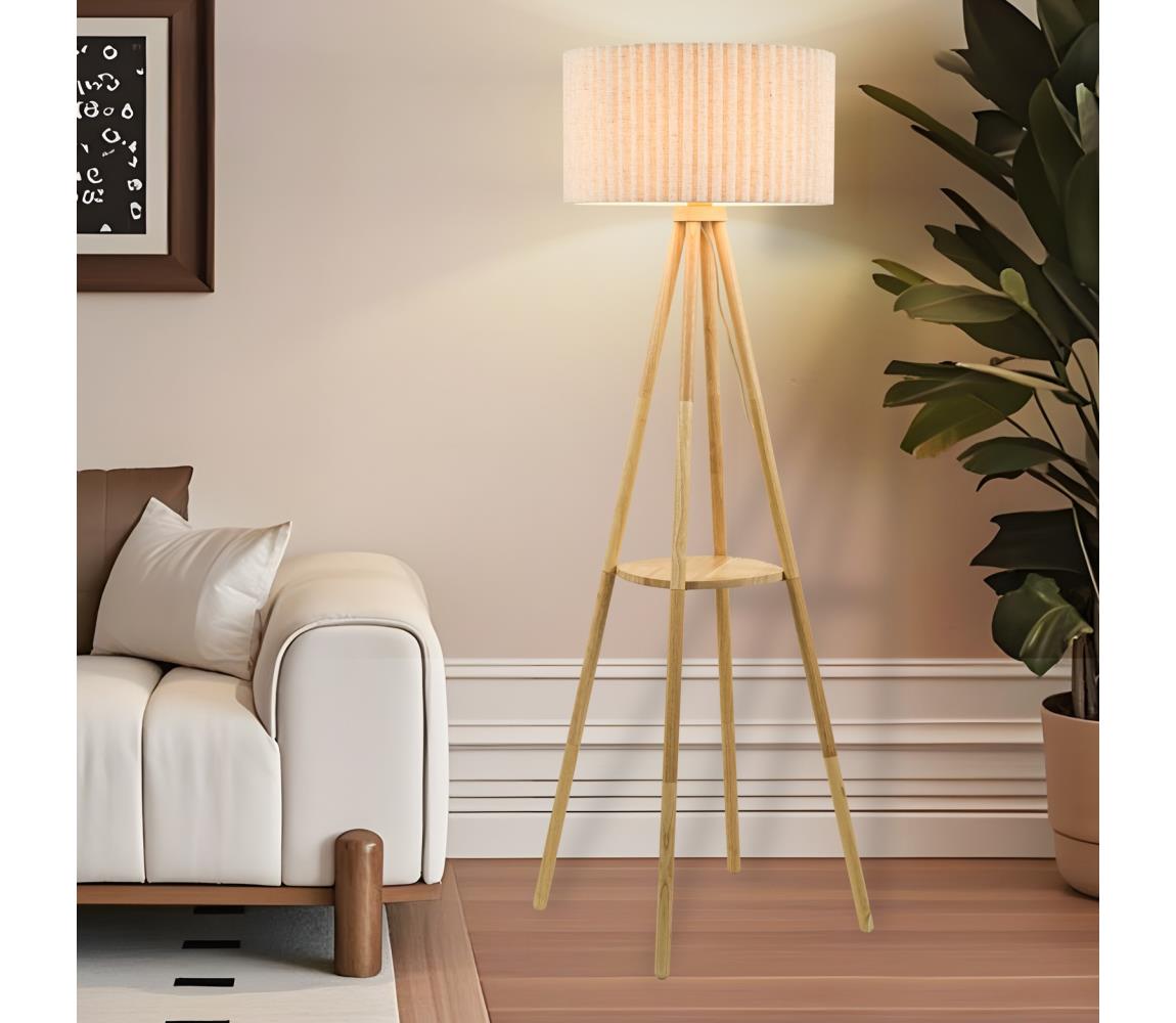 Brilagi - Stojací lampa NORDIC WAVE 1xE27/15W/230V dřevo/len BRI429