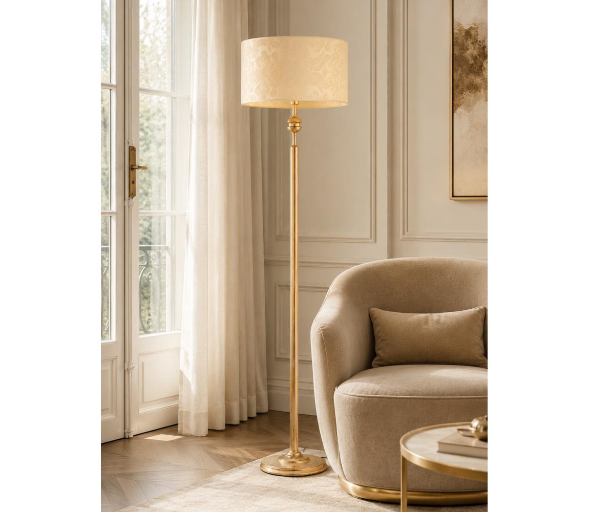 Brilagi - Stojací lampa SAPHIRE 1xE27/15W/230V krémová/zlatá/patina 2147