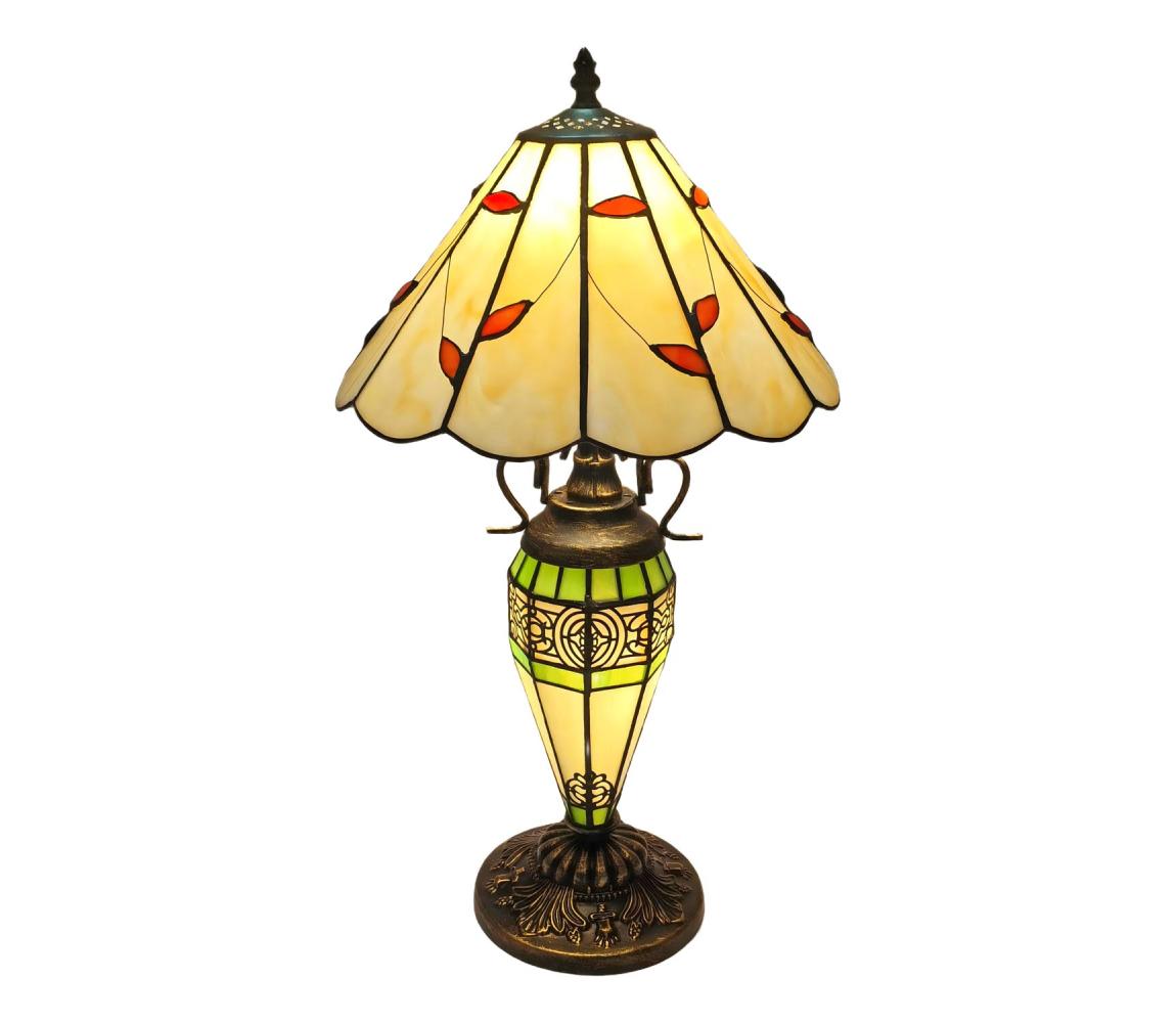 Brilagi - Tiffany vitrážová stolní lampa FOLIA 1xE27/60W/230V + 1xE14/40W BRT-B015E
