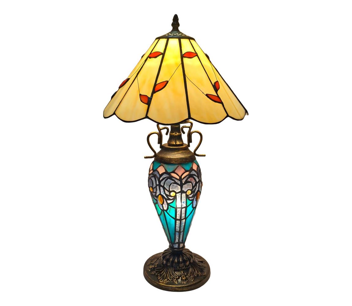 Brilagi - Tiffany vitrážová stolní lampa FOLIA 1xE27/60W/230V + 1xE14/40W BRT-B015F