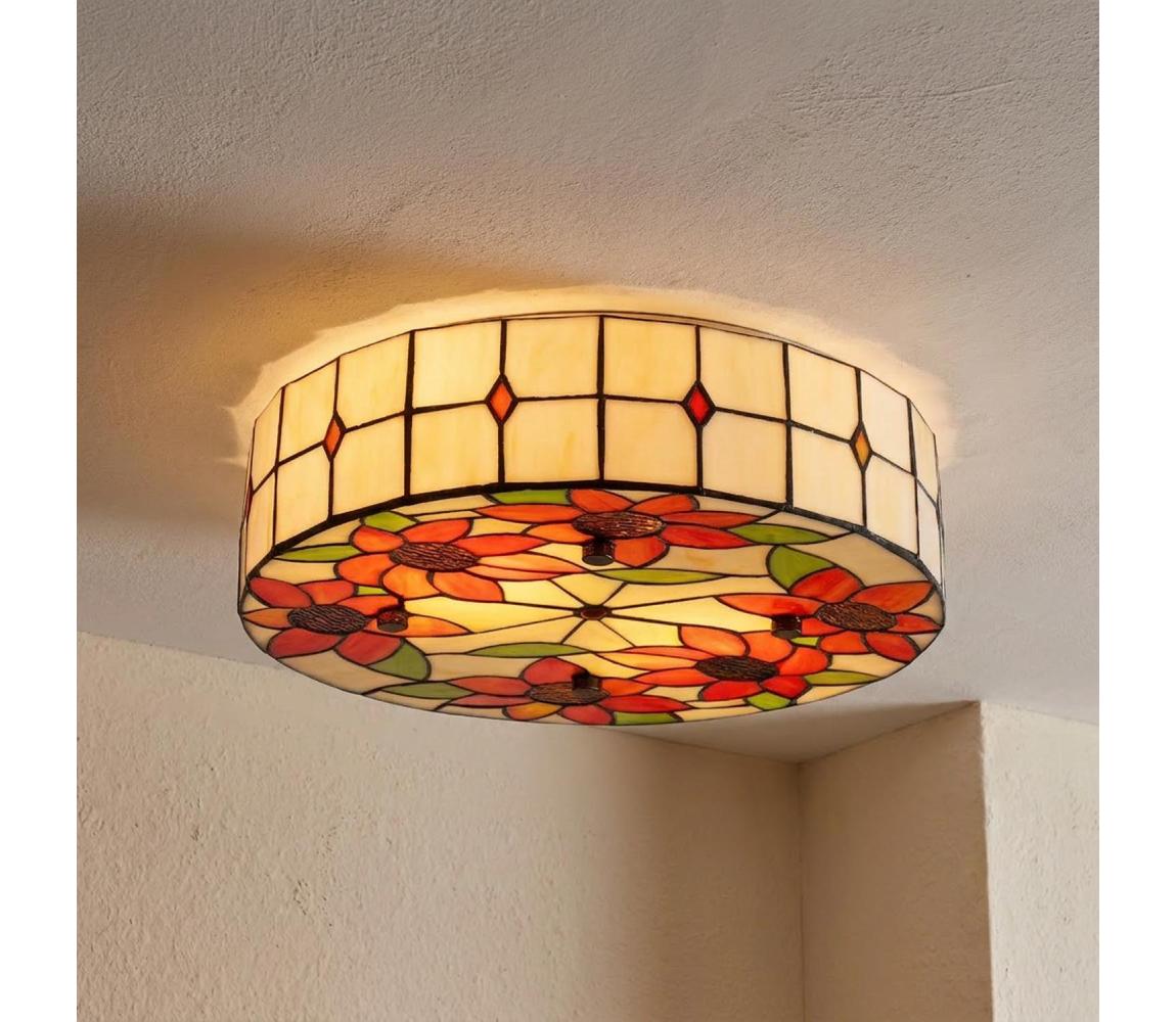 Brilagi - Tiffany vitrážové stropní svítidlo SUNFLOWER 2xE27/60W/230V pr. 40 cm BRC-8004A