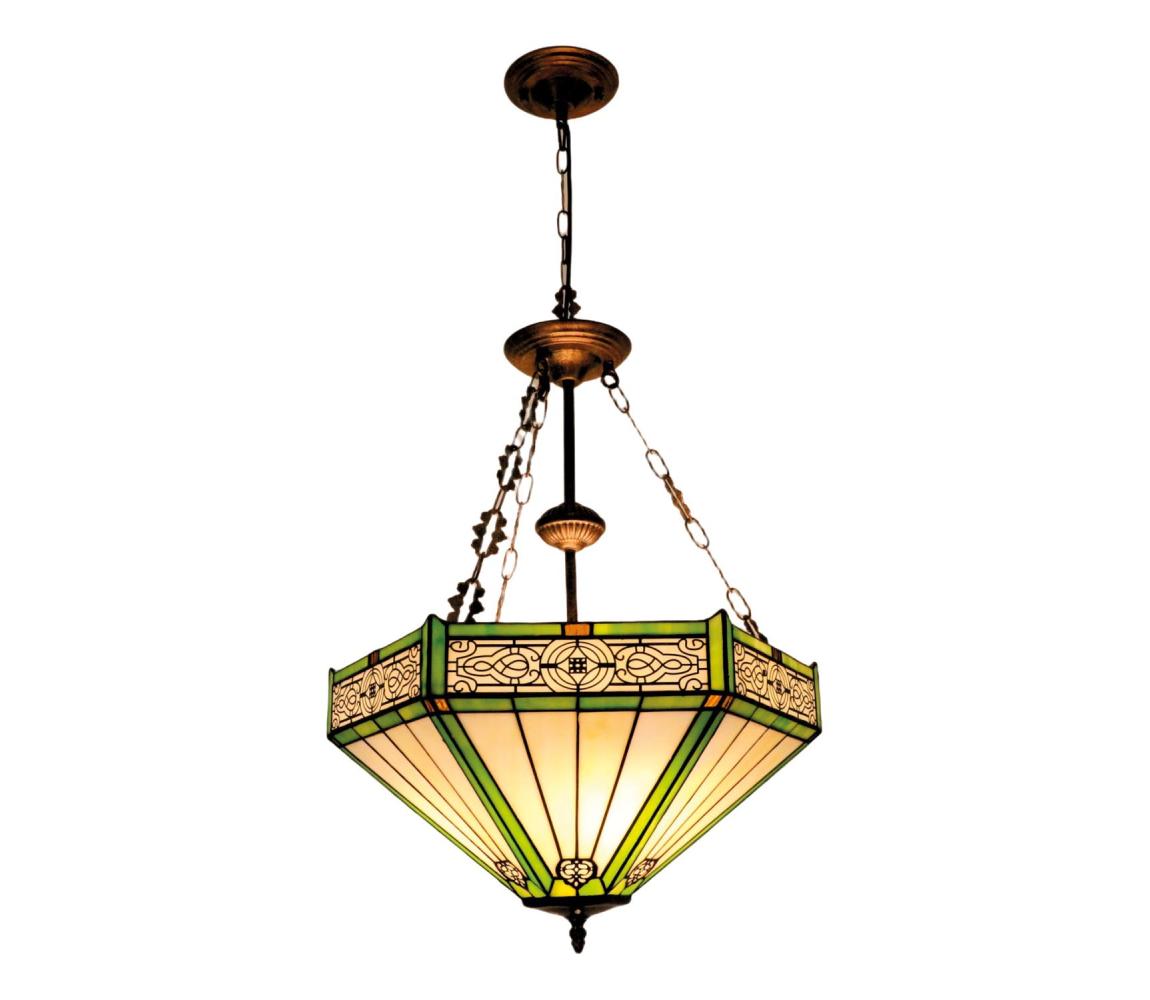 BRILAGI - Tiffany vitrážový lustr na řetězu EMERALD 3xE27/60W/230V pr. 50 cm BRP-26414B