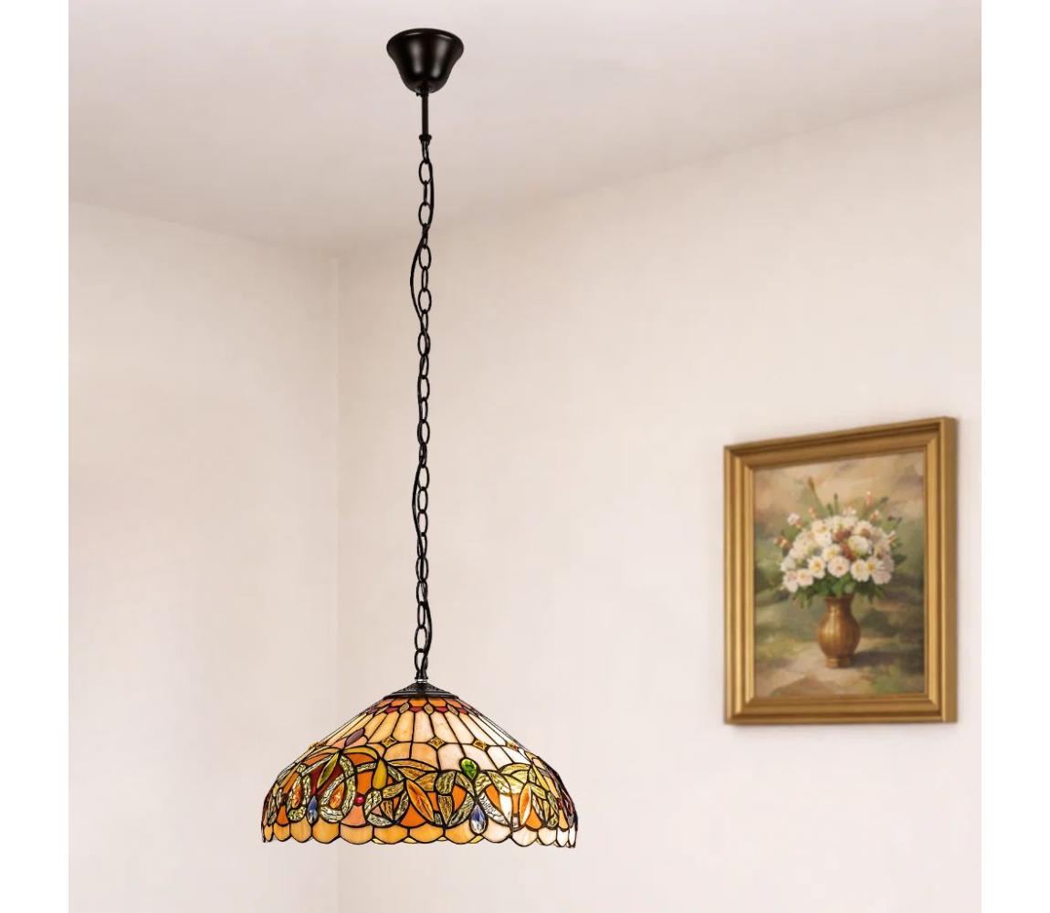 Brilagi - Tiffany vitrážový lustr na řetězu LUISA 2xE27/60W/230V 63070