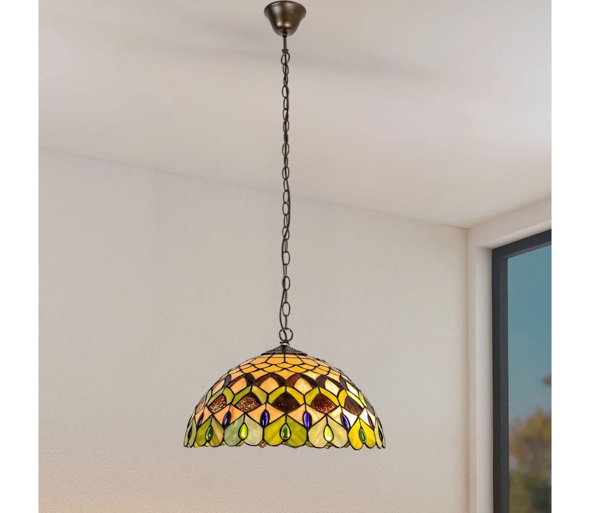 Brilagi - Tiffany vitrážový lustr na řetězu MARGARET 2xE27/60W/230V 63063
