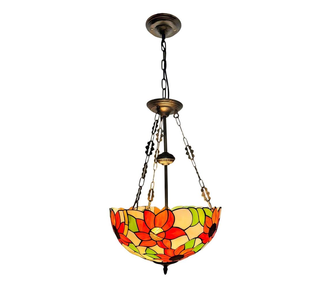 Brilagi - Tiffany vitrážový lustr na řetězu SUNFLOWER 3xE27/60W/230V pr. 50 cm BRP-8004C/3xE27