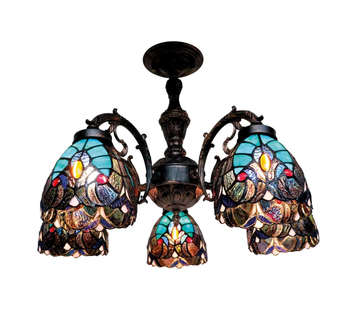 BRILAGI - Tiffany vitrážový přisazený lustr CORAL 5xE27/60W/230V pr. 60 cm BRD-26415C/5xE27