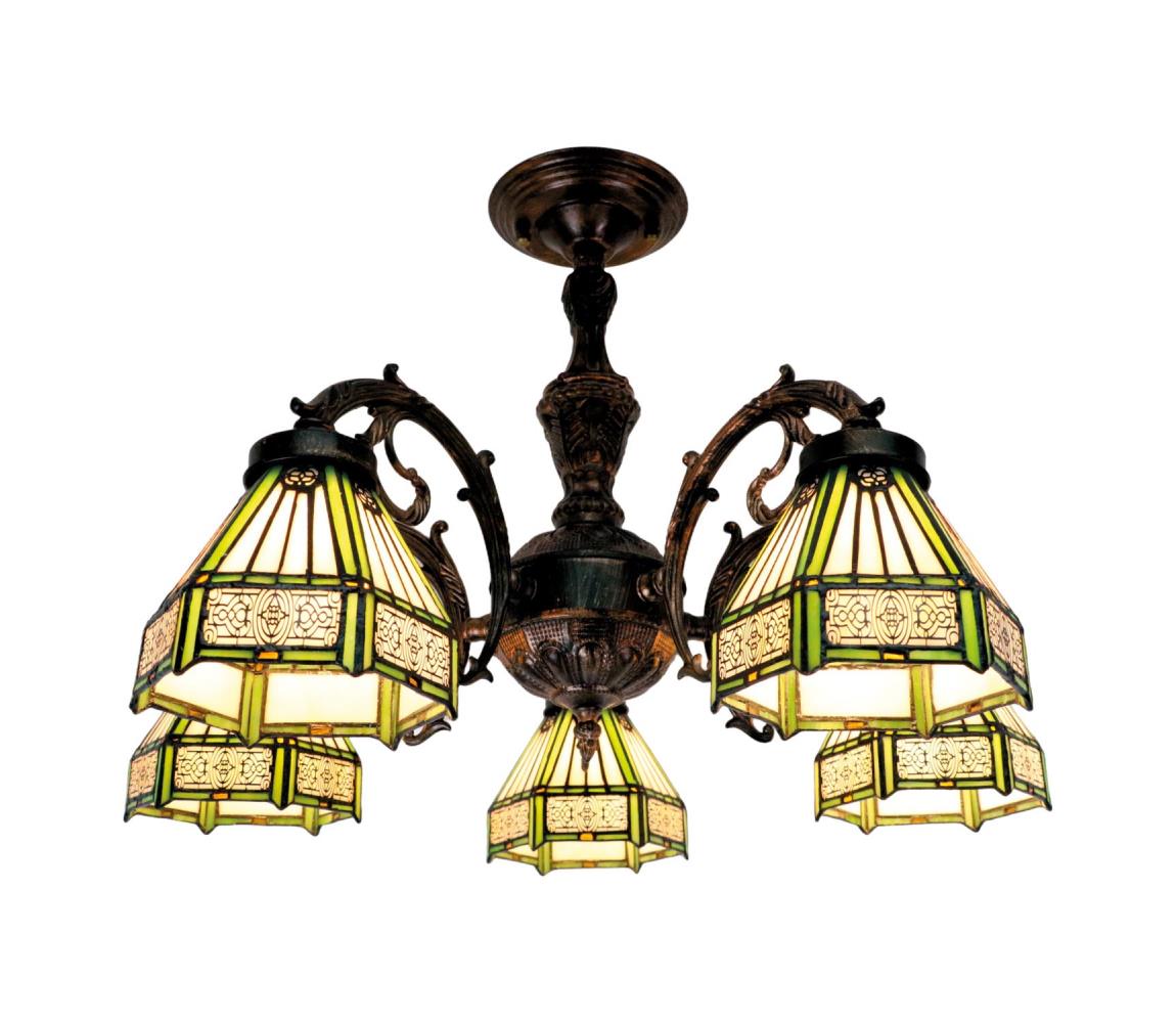BRILAGI - Tiffany vitrážový přisazený lustr EMERALD 5xE27/60W/230V pr. 60 cm BRD-26414C/5xE27