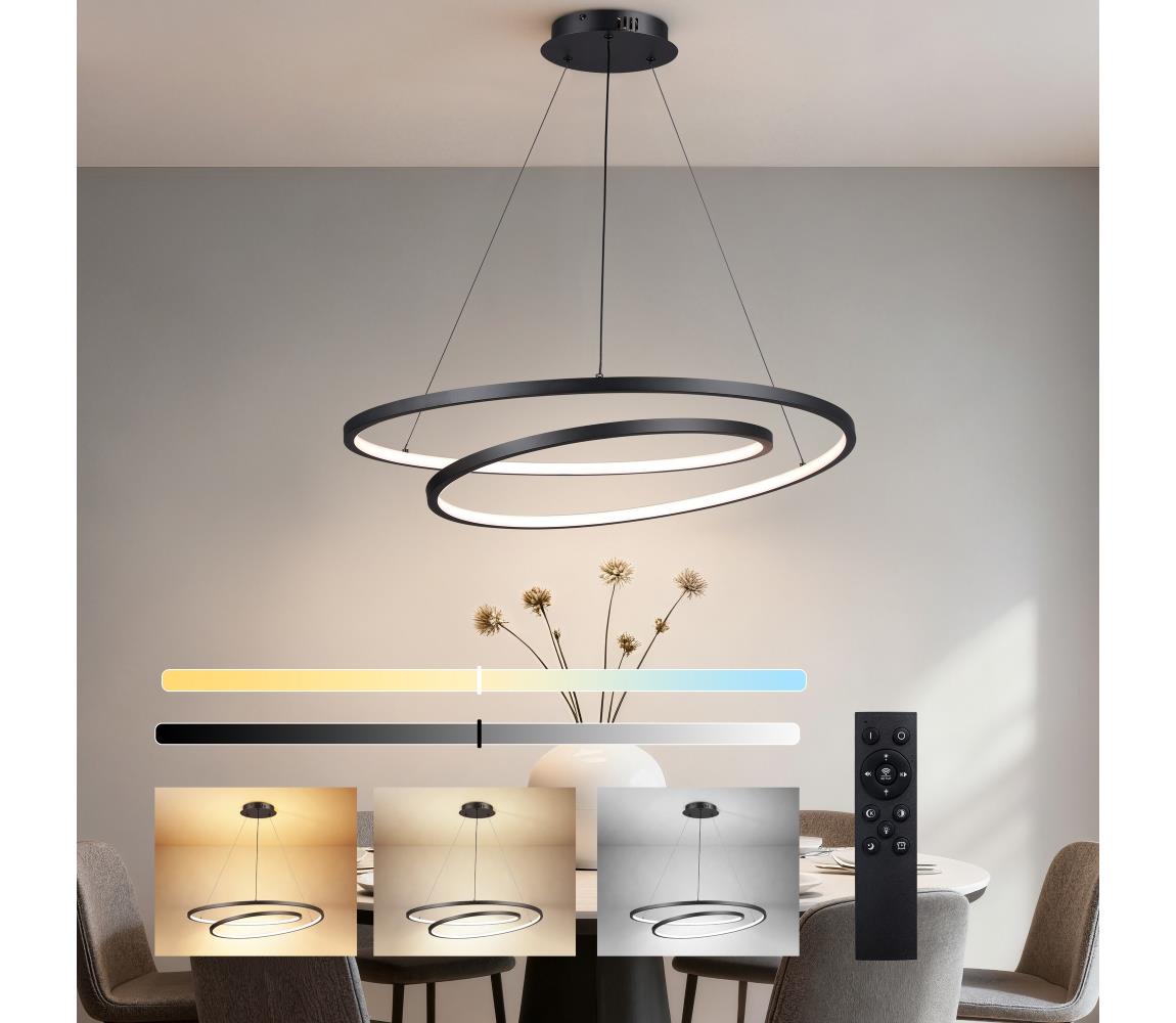 Brilagi-LED Stmívatelný lustr na lanku TWISTER LED/105W/230V pr.100 cm černá+DO BRI480