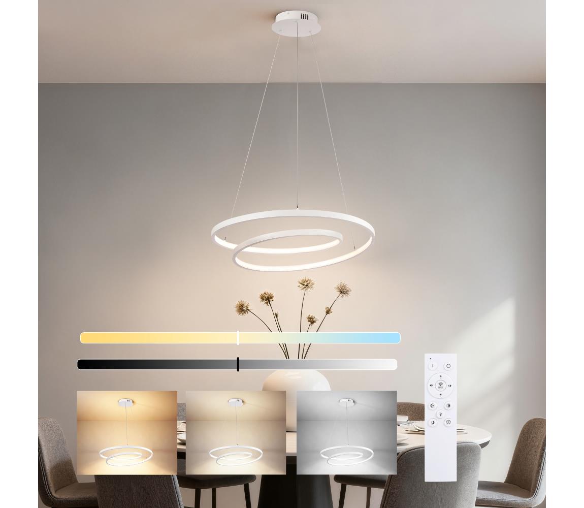 Brilagi-LED Stmívatelný lustr na lanku TWISTER LED/48W/230V pr. 50 cm bílá + DO BRI477