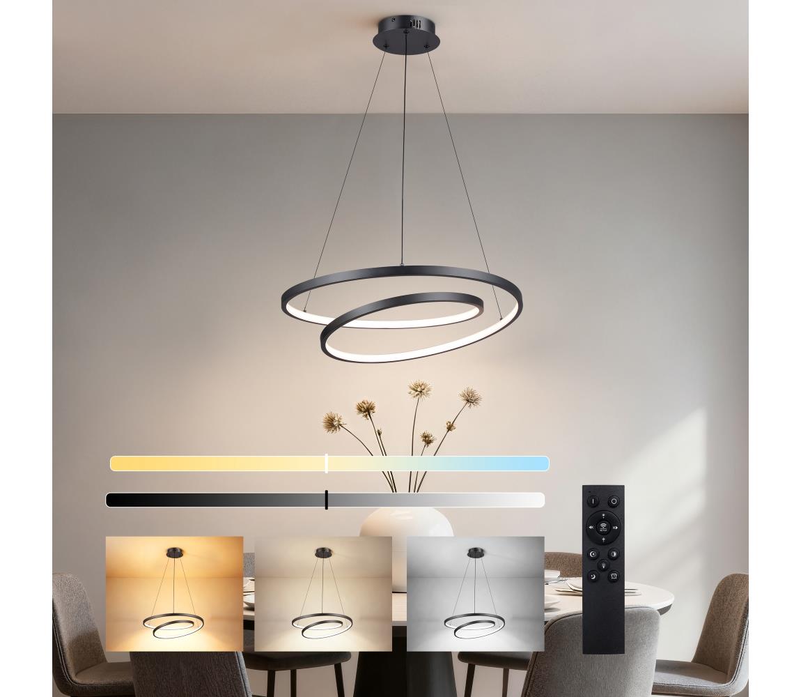 Brilagi-LED Stmívatelný lustr na lanku TWISTER LED/48W/230V pr. 50 cm černá +DO BRI476