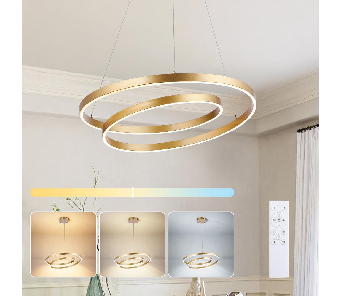 Brilagi-LED Stmívatelný lustr na lanku TWISTER LED/48W/230V pr. 50 cm zlatá +DO BRI482