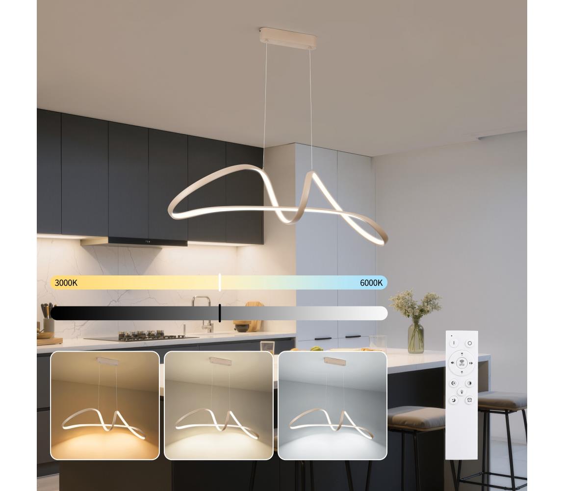 Brilagi-LED Stmívatelný lustr na lanku TWISTER LED/60W/230V 3000-6000K béžová+DO BRI726
