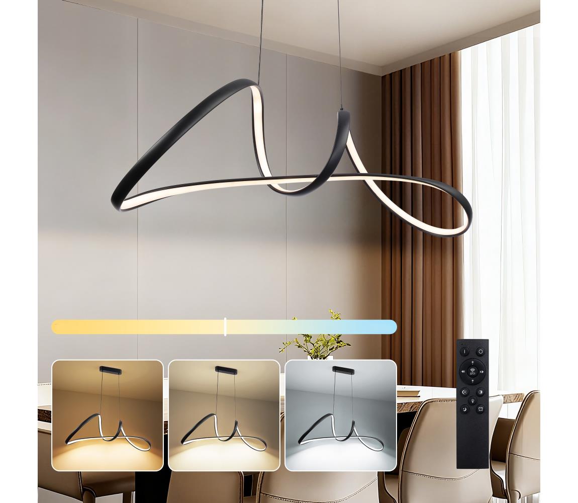 Brilagi-LED Stmívatelný lustr na lanku TWISTER LED/60W/230V 3000-6000K černá+DO BRI485