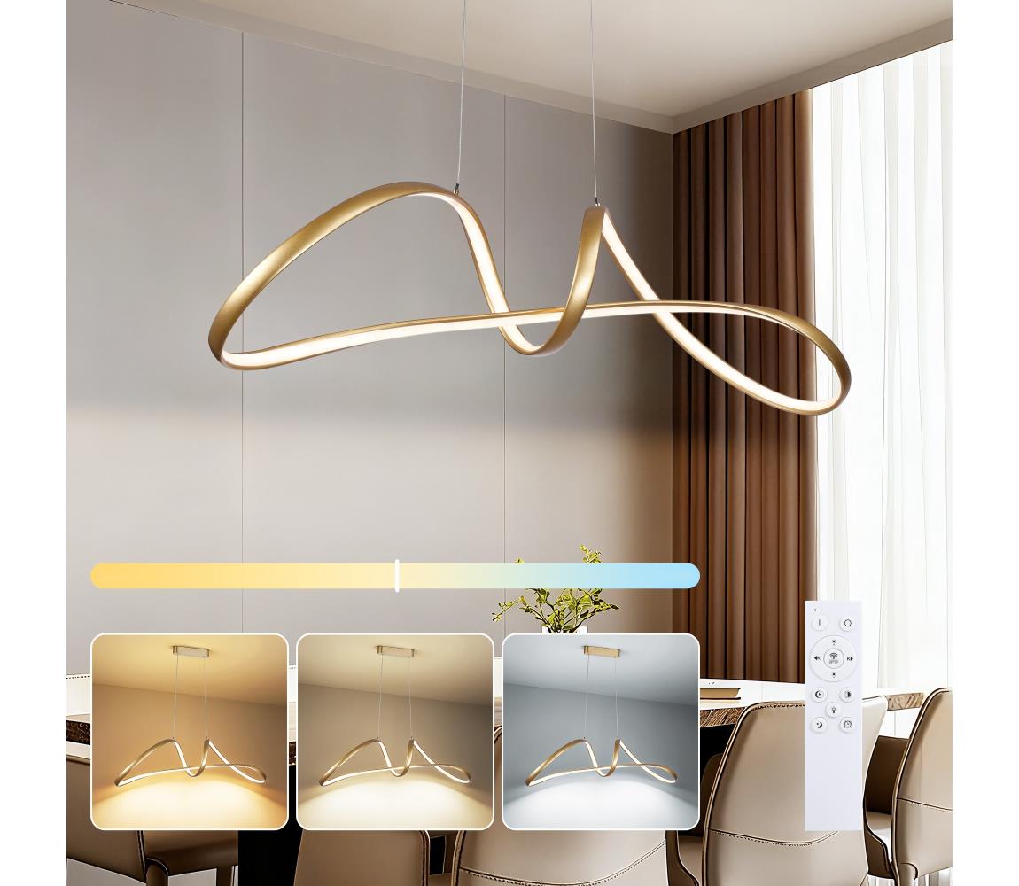 Brilagi-LED Stmívatelný lustr na lanku TWISTER LED/60W/230V 3000-6000K zlatá+DO BRI487
