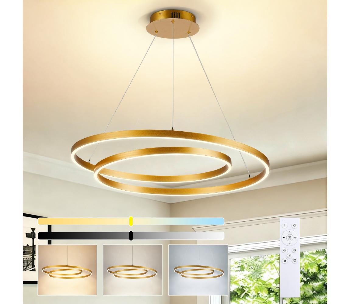 BRILAGI-LED Stmívatelný lustr na lanku TWISTER LED/75W/230V 3000-6000K zlatá +DO BRI1194