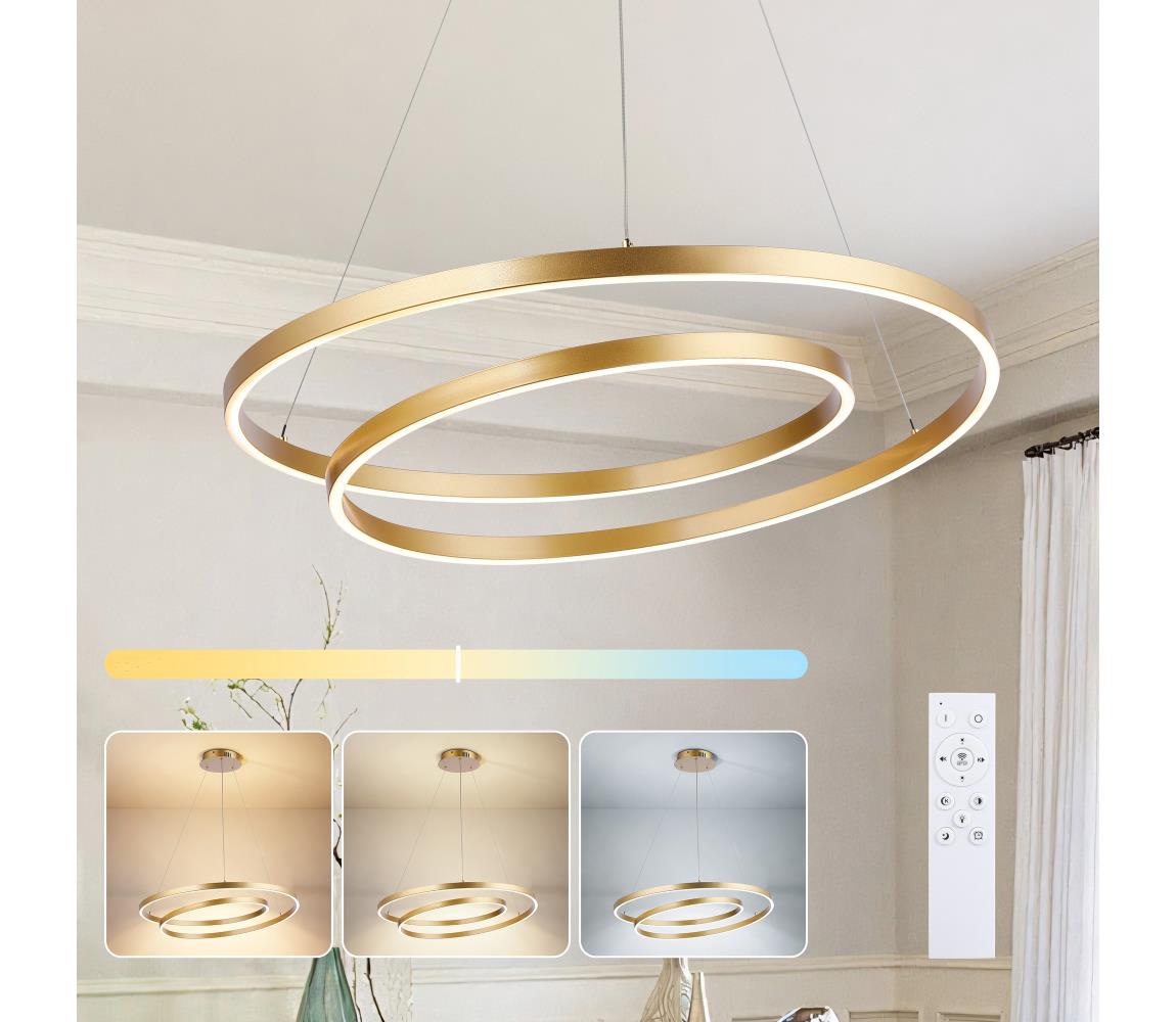 Brilagi-LED Stmívatelný lustr na lanku TWISTER LED/75W/230V pr. 70 cm zlatá +DO BRI483