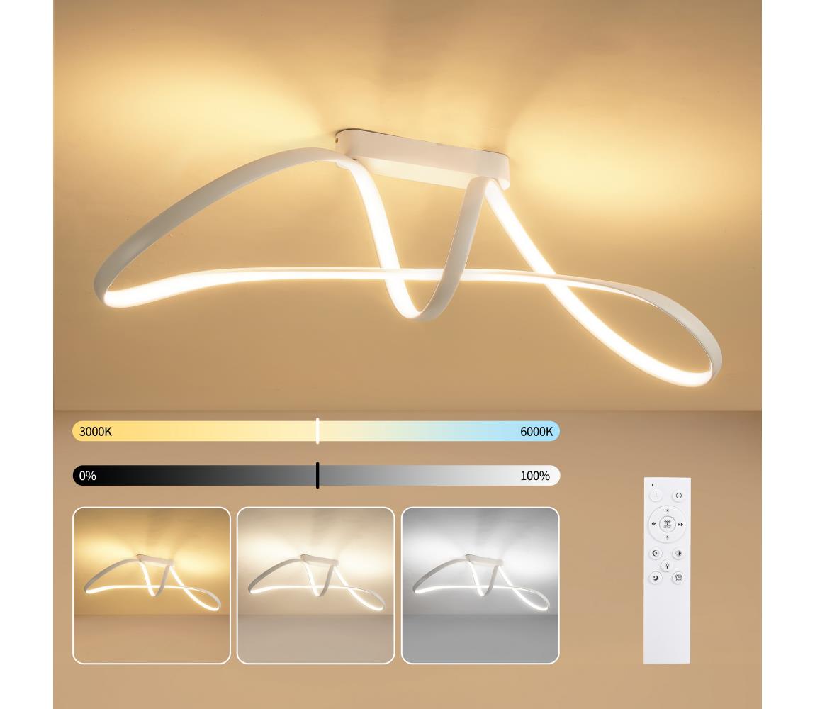 Brilagi-LED Stmívatelný přisazený lustr TWISTER LED/60W/230V 3000-6000K bílá+DO BRI723