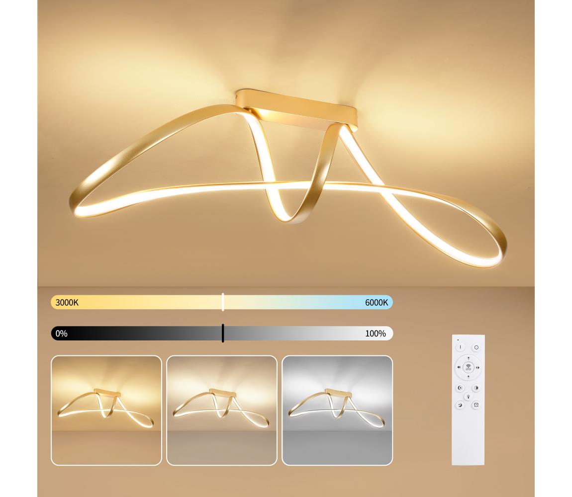Brilagi-LED Stmívatelný přisazený lustr TWISTER LED/60W/230V 3000-6000K zlatá+DO BRI724