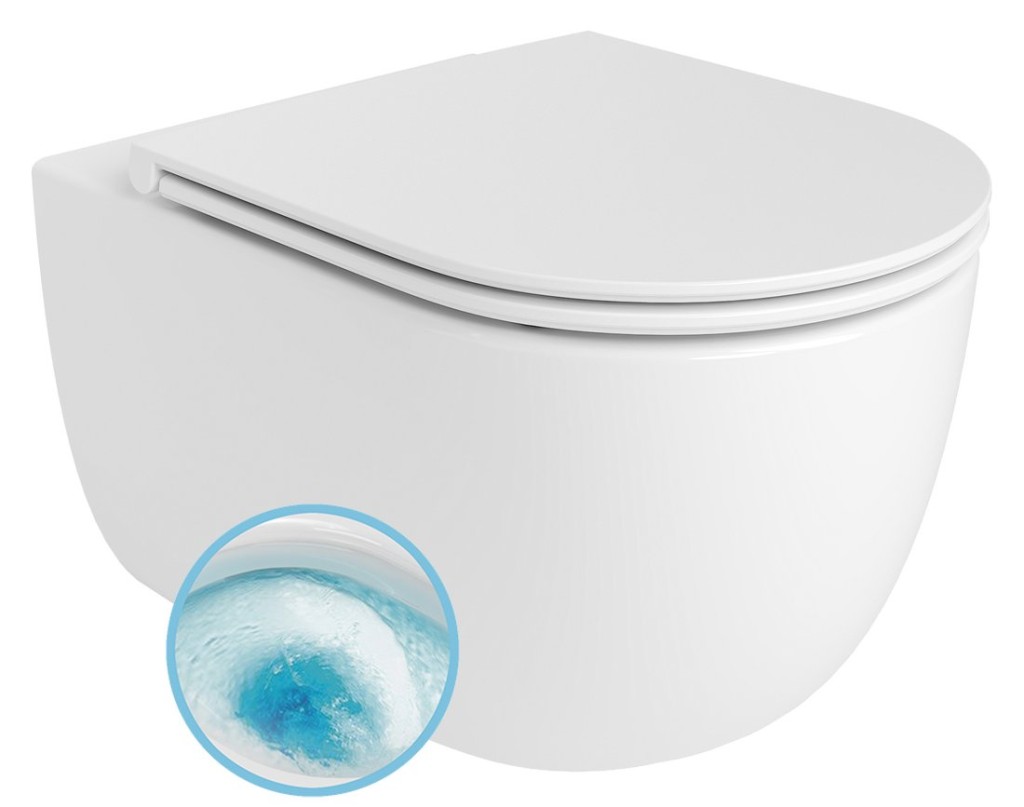 Bruckner GLANZ závěsná WC mísa, Vortex Rimless, 36x54cm, bílá 201.336.4
