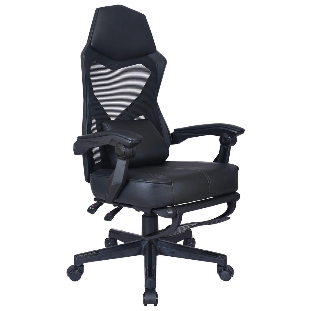 Carryhome HERNÍ ŽIDLE, vzhled kůže, síťovina, černá