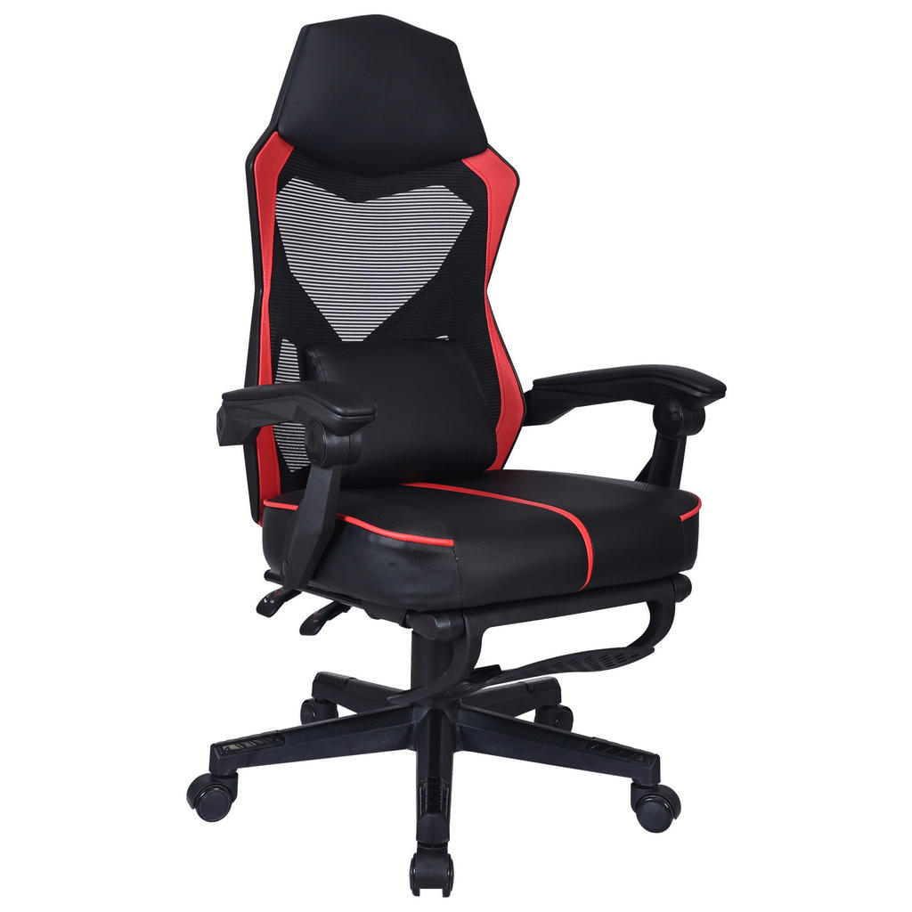 Carryhome HERNÍ ŽIDLE, vzhled kůže, síťovina, červená, černá
