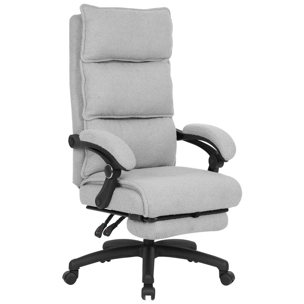 Carryhome KANCELÁŘSKÉ KŘESLO, látka teddy, světle šedá